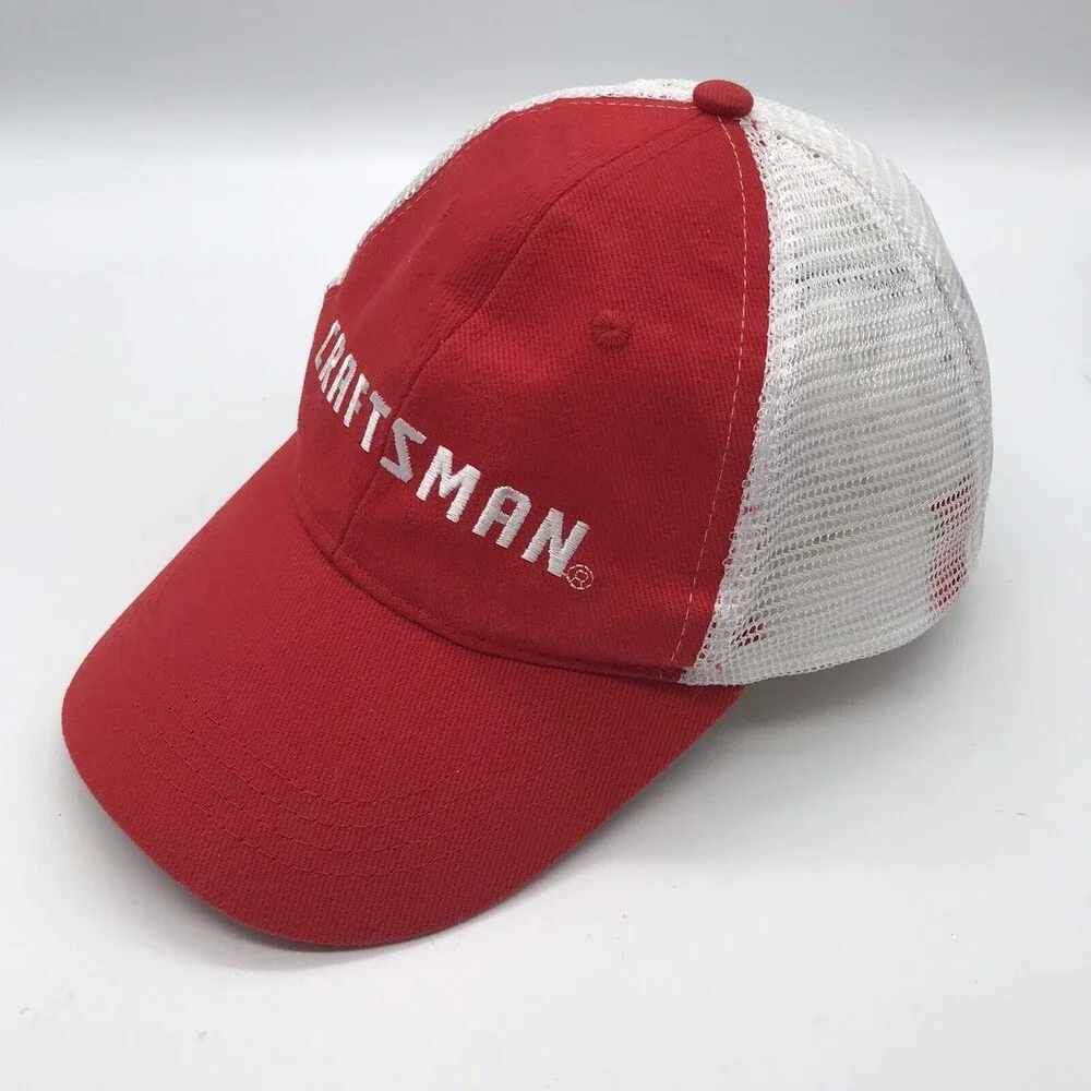 Craftsman Tools Red & White Trucker Ball Cap Mesh Back Snapback OSFM Dad Hat